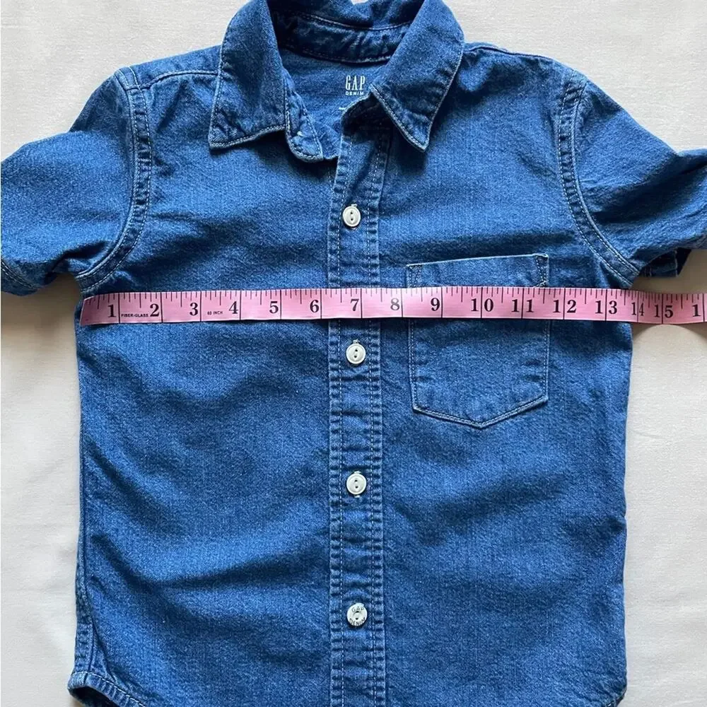 Gap Boys Denim Short Sleeve Button Down Shirt Size XS